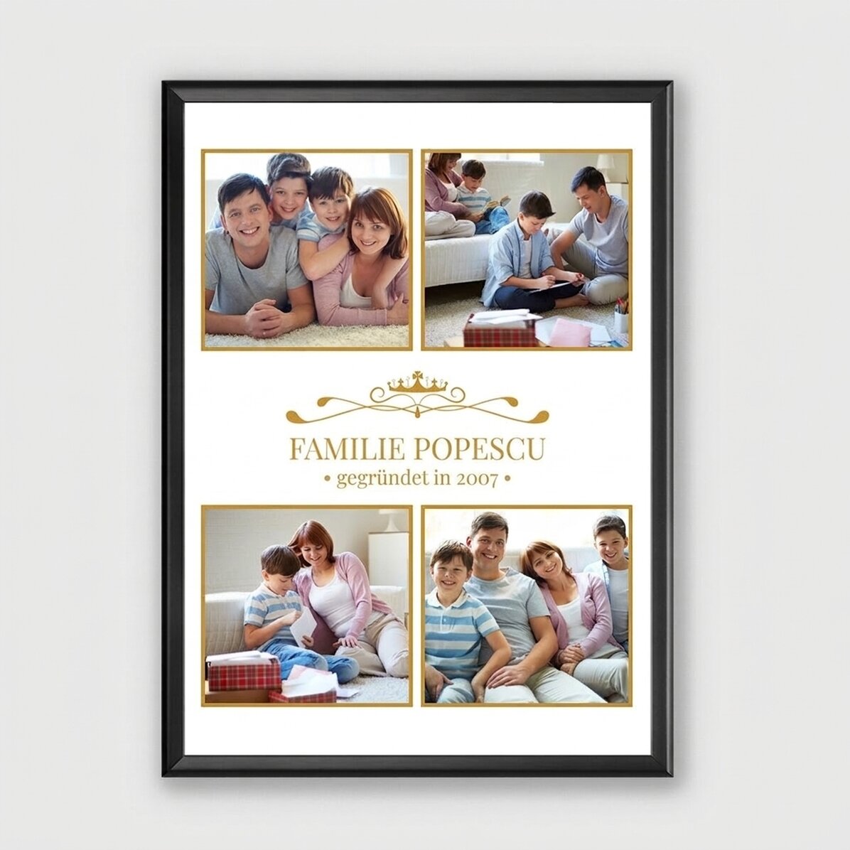 Individuell gestaltetes Bild mit 4 Familienfotos