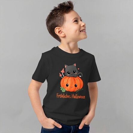 Personalisiertes Baumwoll-T-Shirt für Kinder mit Aufdruck – Halloween