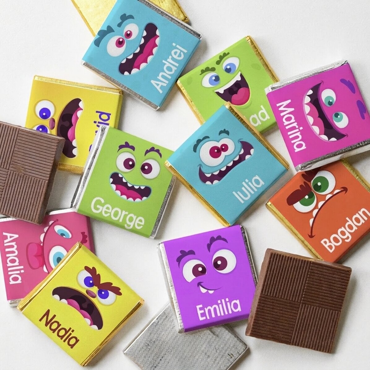 10er-Set personalisierte Mini-Pralinen mit Text – Monstruleti