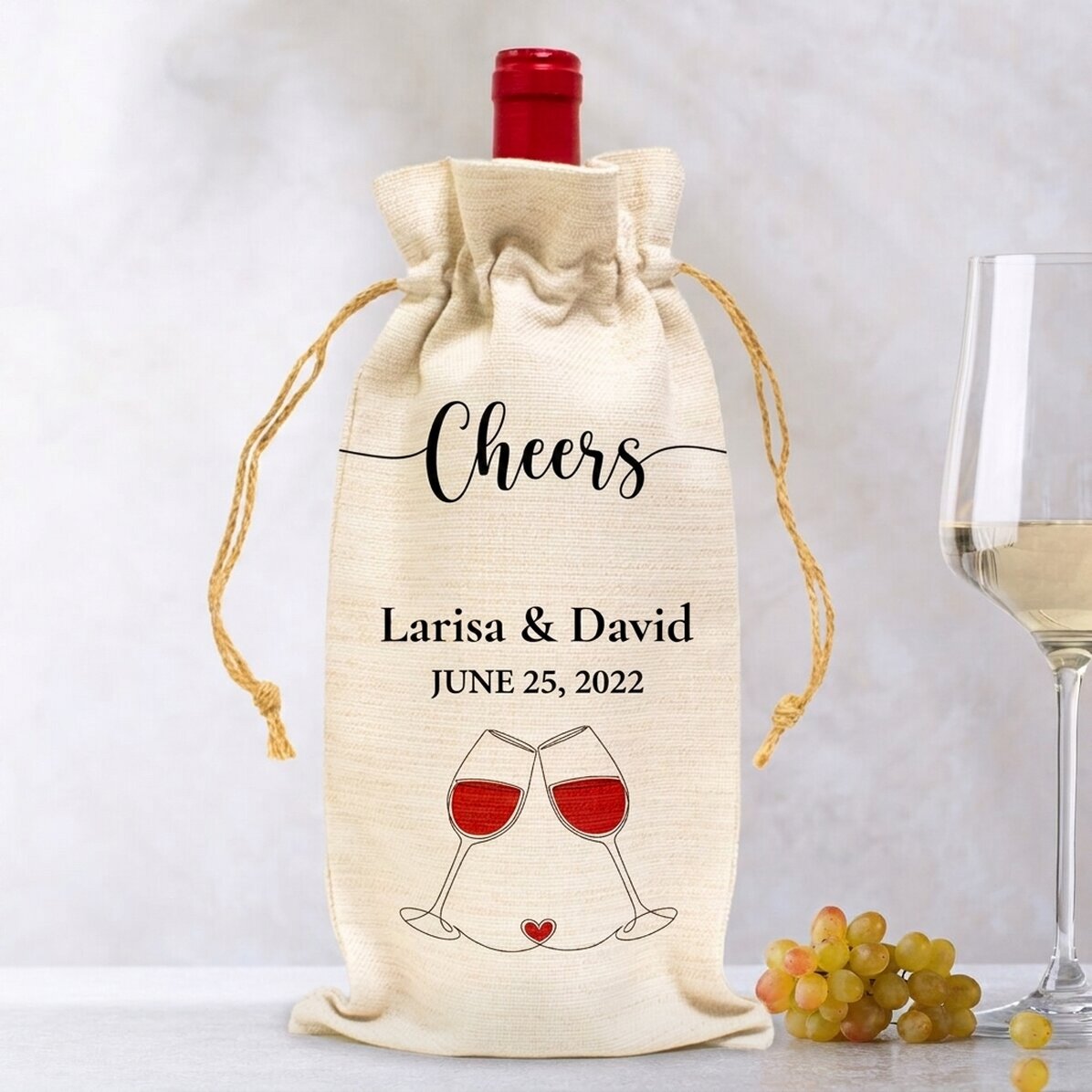 Personalisierte Tasche für die Weinflasche – Cheers!