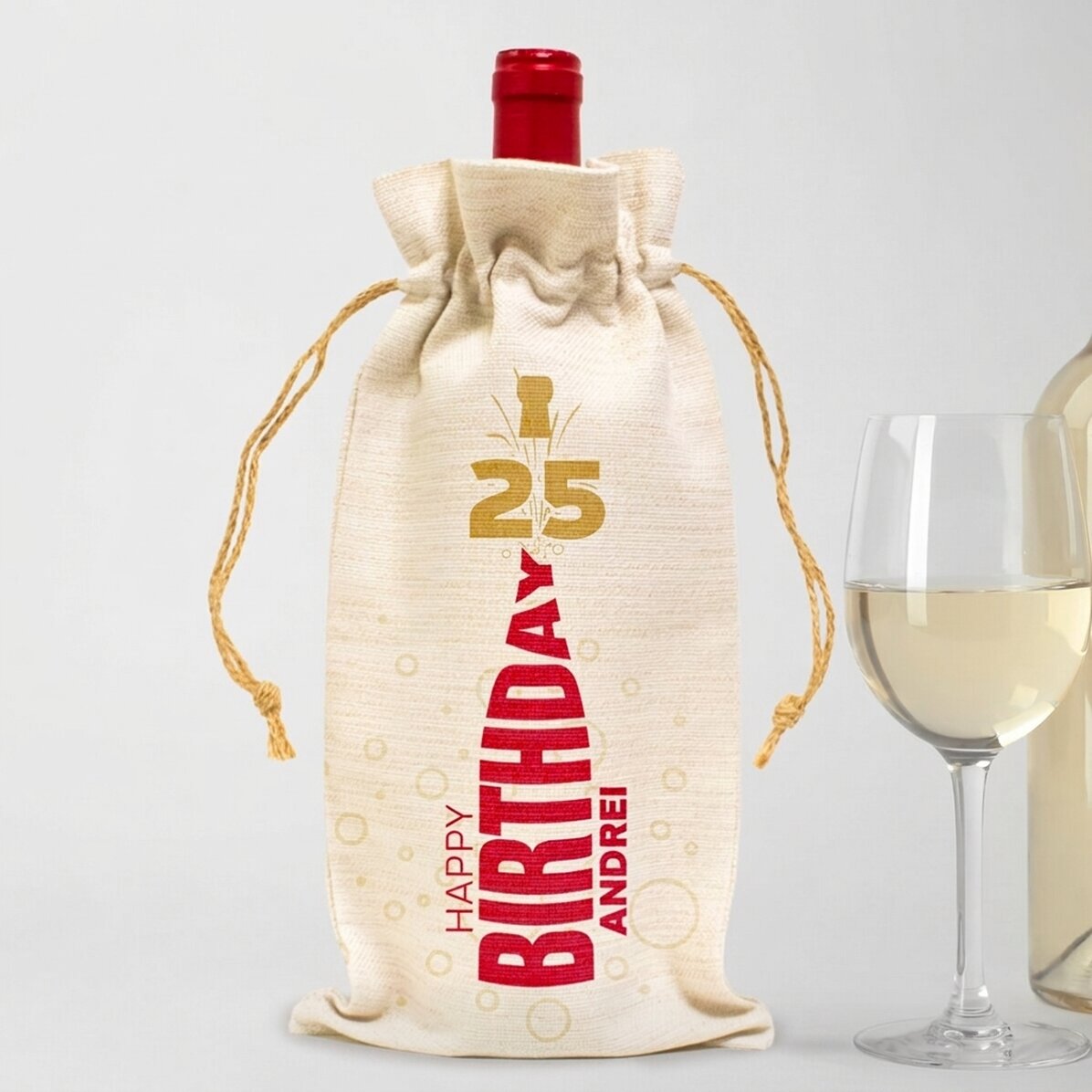 Personalisierte Tragetasche für eine Weinflasche – Happy Birthday