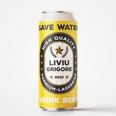 Bier in einer Dose mit individueller Beschriftung – Save water drink beer