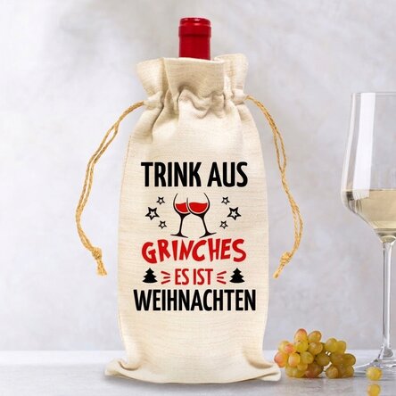 Personalisierte Tasche für die Weinflasche – Drink up Grinches