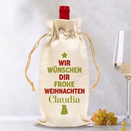 Personalisierte Tragetasche für eine Weinflasche – We wish you a Merry Christmas