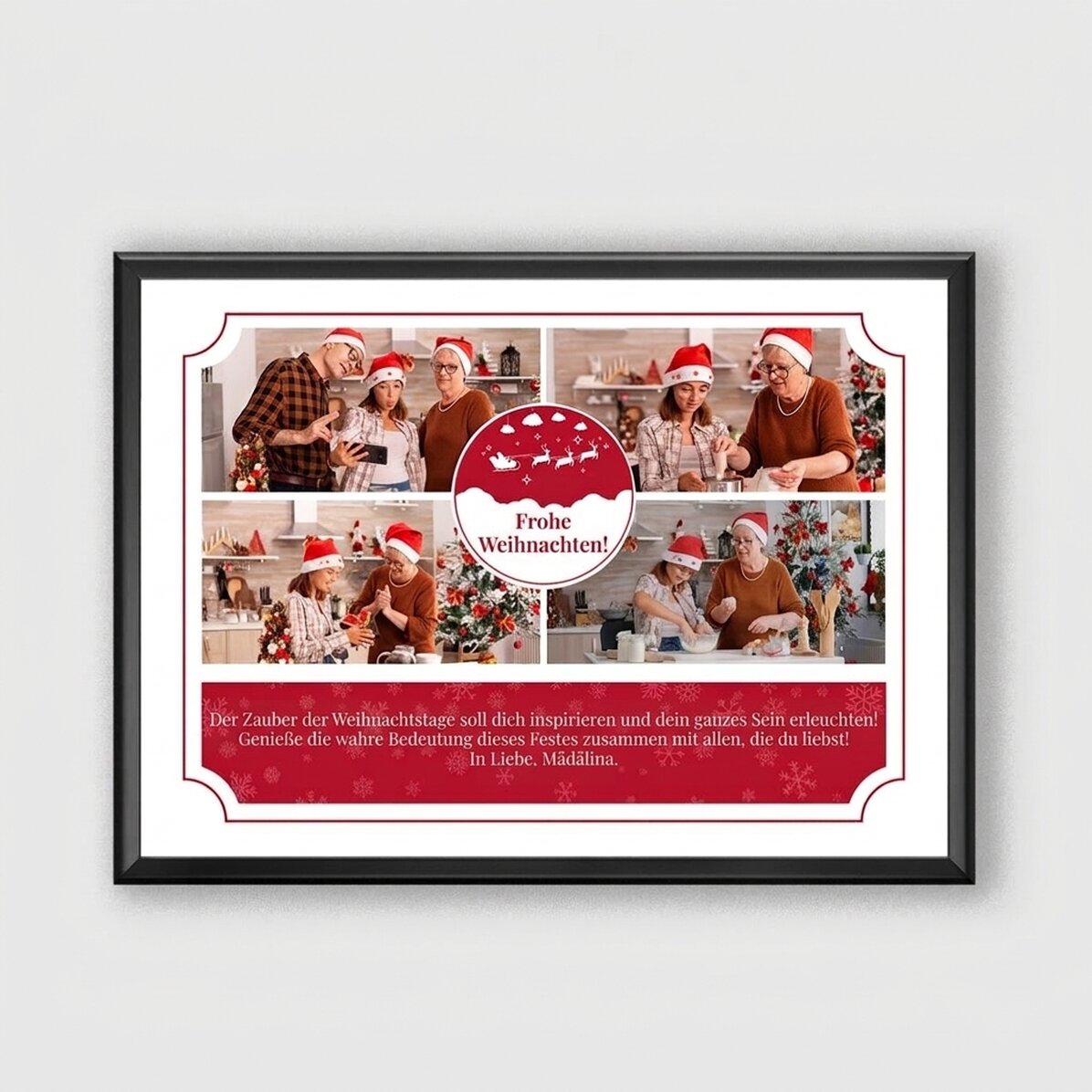 Individuell gestaltetes Bild mit 4 Fotos und Text – Weihnachtsmotiv