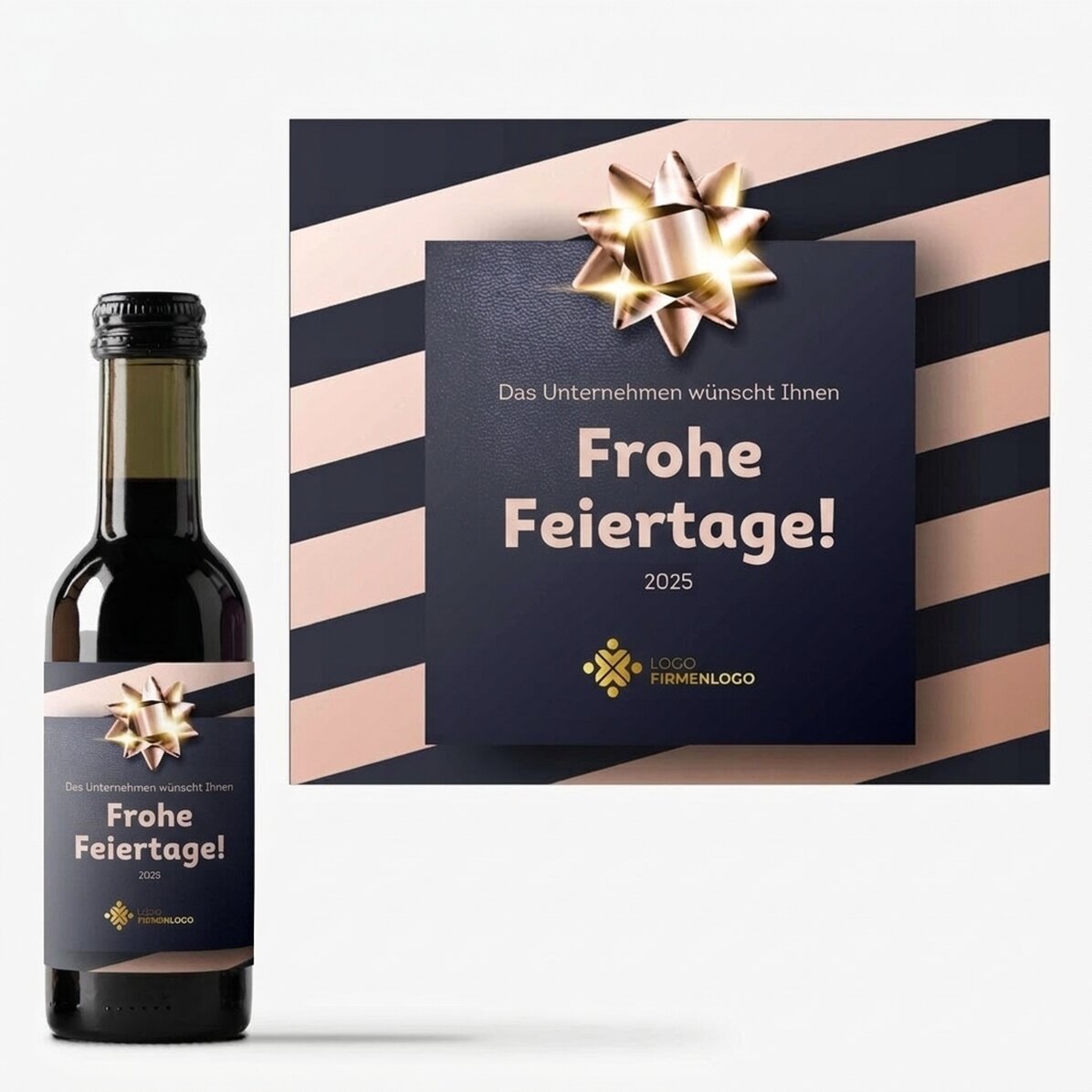 Personalisierte Mini-Weinflasche mit Logo und Text – Weihnachtsgeschenk