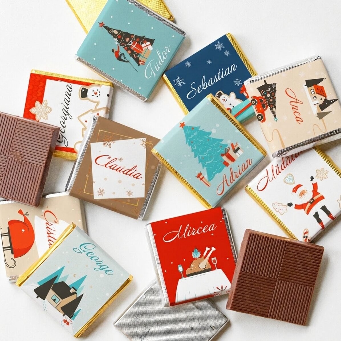 10er-Set personalisierte Mini-Pralinen mit Namen – Sweet Christmas