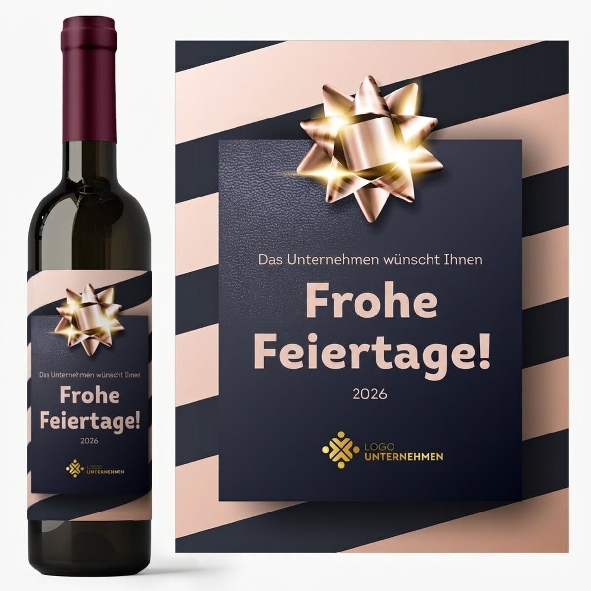 Wein mit individuellem Logo und Text – Weihnachtsgeschenk