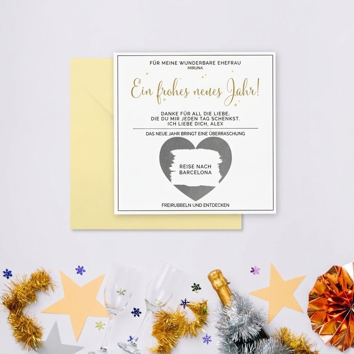 Personalisierte Rubbelkarte mit Botschaft – Elegantes Weihnachtsmotiv