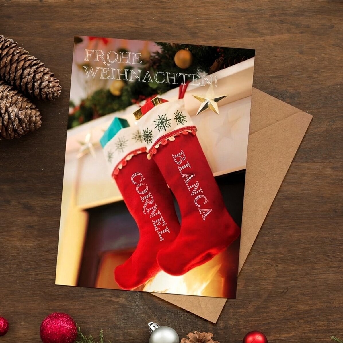 Personalisierte Magnetkarte mit Weihnachtstext – Der Zauber von Weihnachten