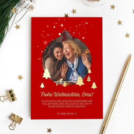 Personalisierte Magnetkarte mit einem Foto und einer Weihnachtsbotschaft für die Großeltern