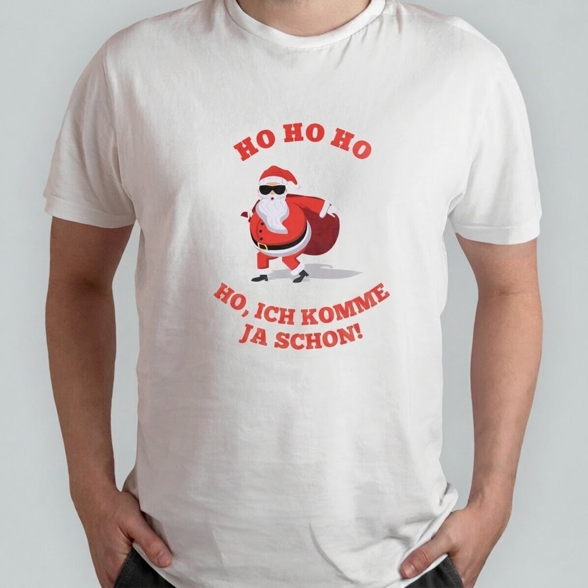 Personalisiertes Baumwoll-T-Shirt mit Aufdruck – HO HO HO