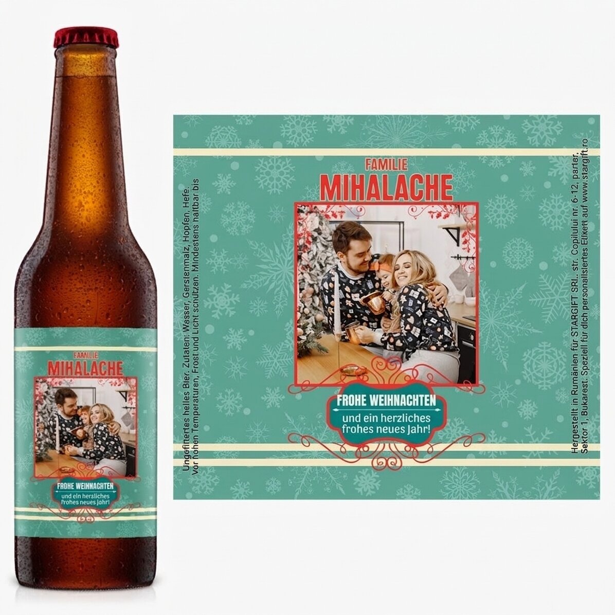 Personalisiertes Bier mit Foto und Text – Vintage Christmas