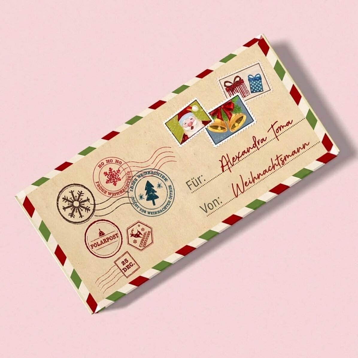 Personalisierte Schokolade mit Text – Vom Weihnachtsmann