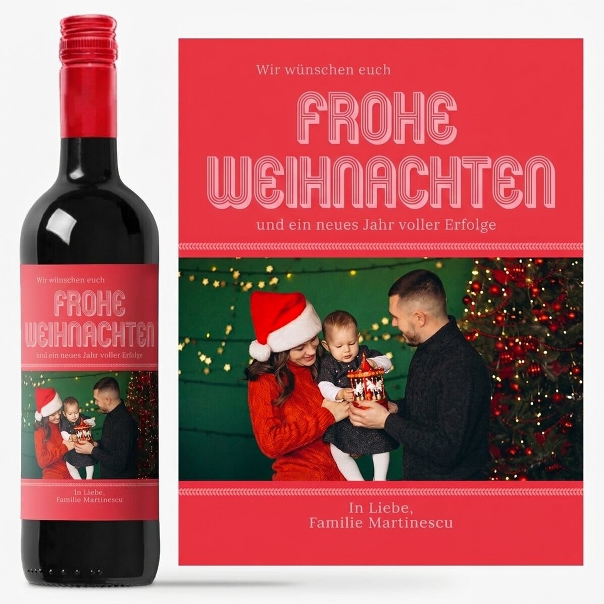Personalisierter Wein mit Foto und Botschaft – Familienmomente