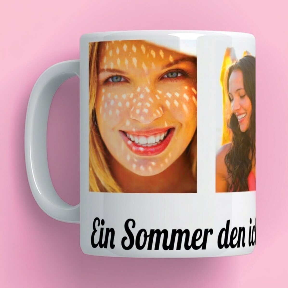 Personalisierte Tasse mit 4 Fotos und einer Botschaft