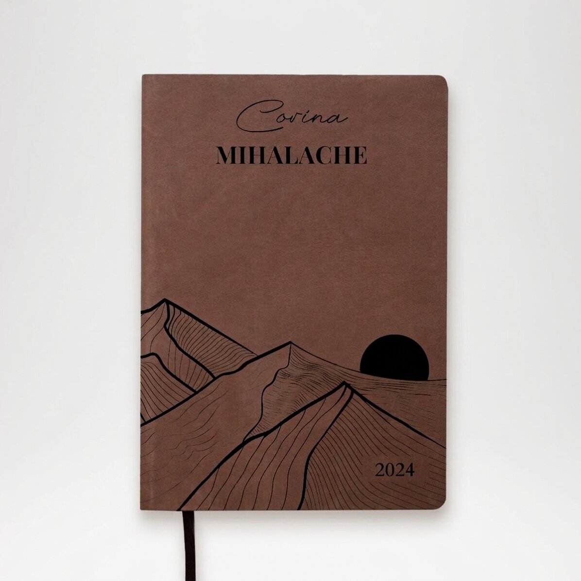 Personalisierter Leder-Terminkalender mit Text – Abstrakte Landschaft