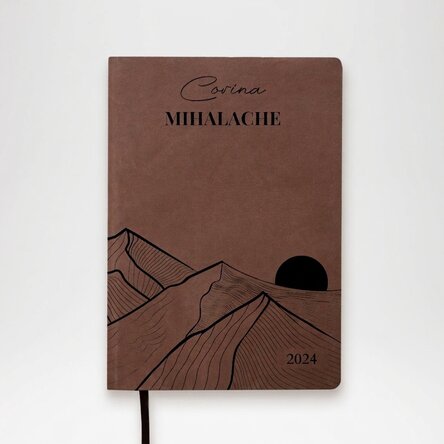 Personalisierter Leder-Terminkalender mit Text – Abstrakte Landschaft