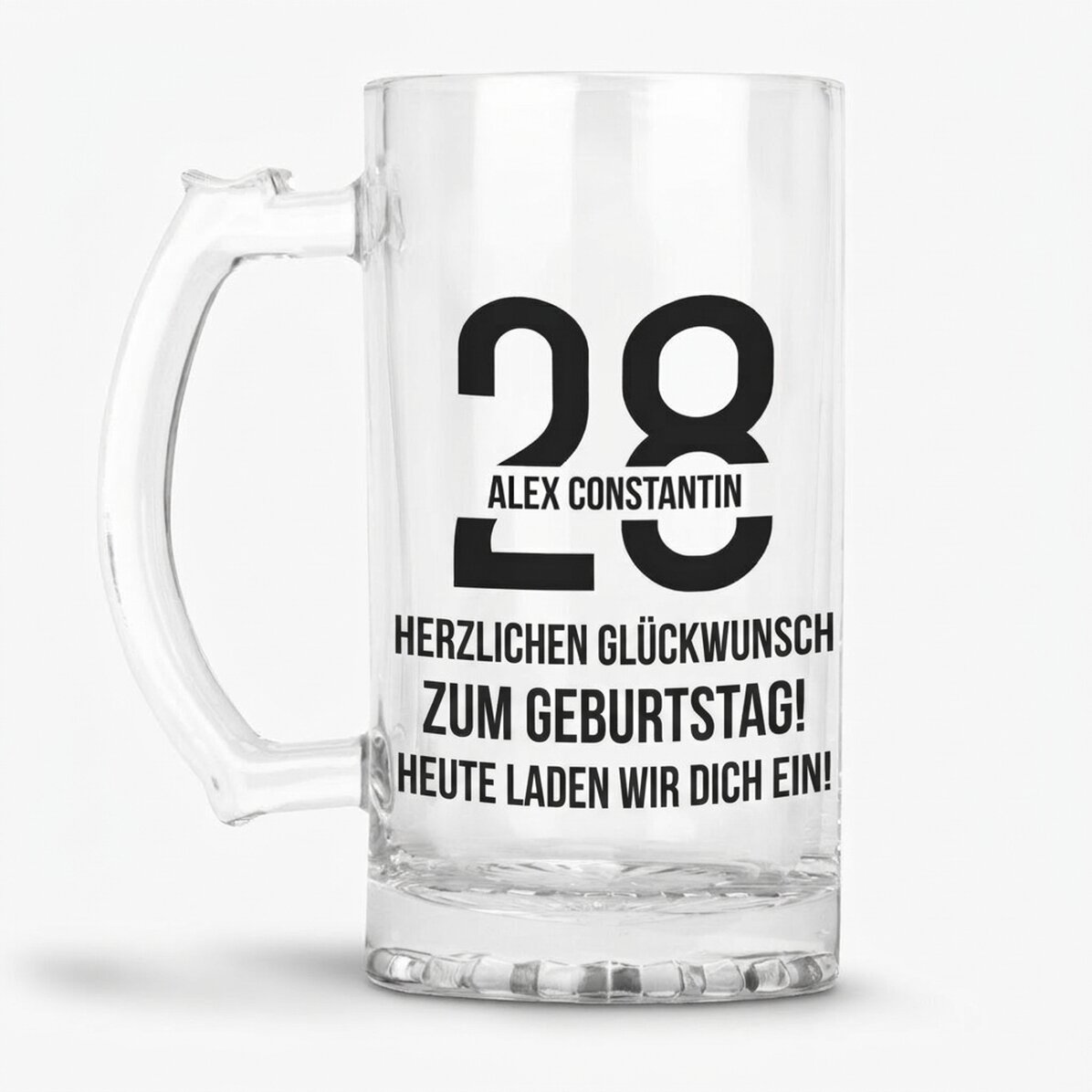 Personalisierter Bierkrug mit Text zum Geburtstag