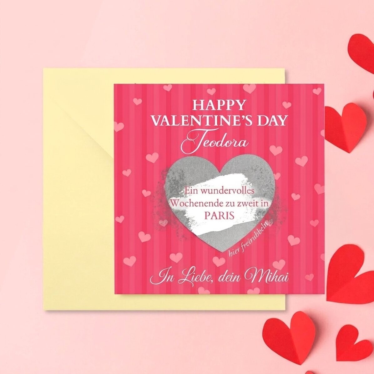 Personalisierte Rubbelkarte mit Botschaft – Love