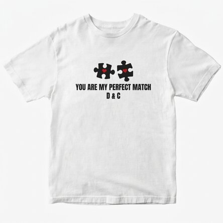 Personalisiertes Baumwoll-T-Shirt mit Aufdruck – Perfect Match