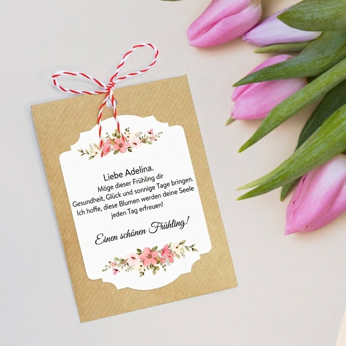 Individuell gestalteter Martisor zum Einpflanzen mit Text