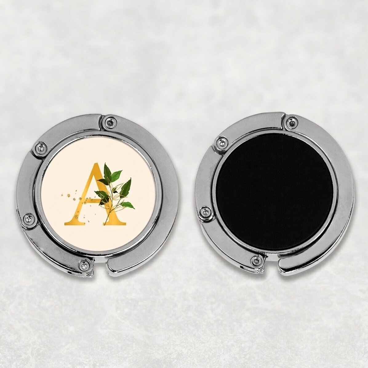 Taschenhalter für den Tisch, individuell mit Initialen versehen – Floral Gold