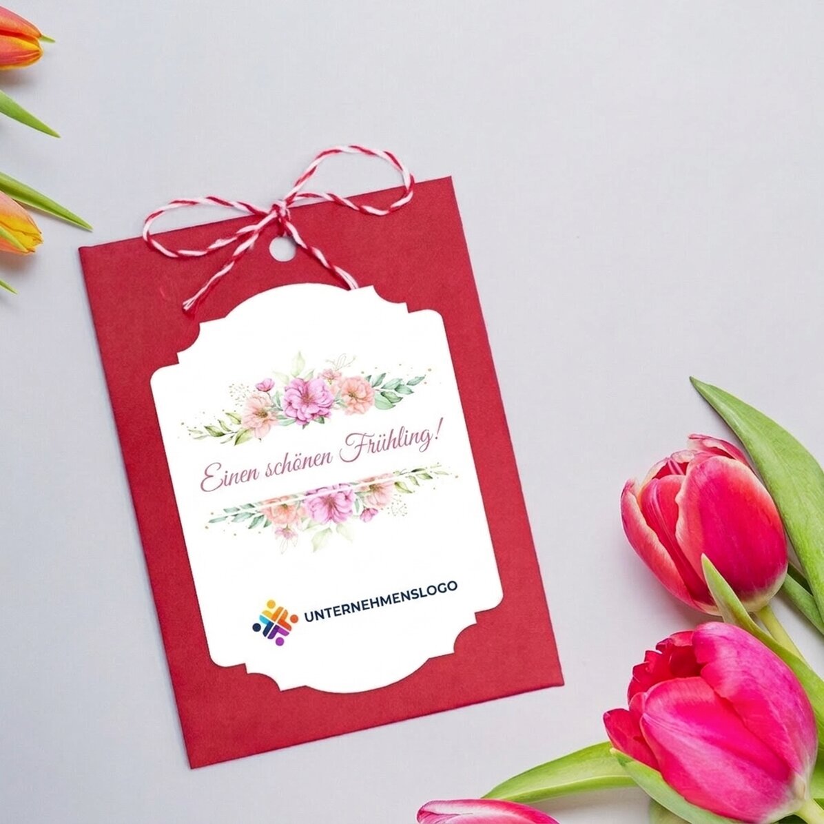 Individuell gestalteter Martisor zum Einpflanzen mit Logo und Botschaft – Einen schönen Frühling!