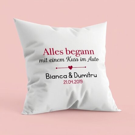 Personalisiertes Kissen mit Schriftzug – Where it all began