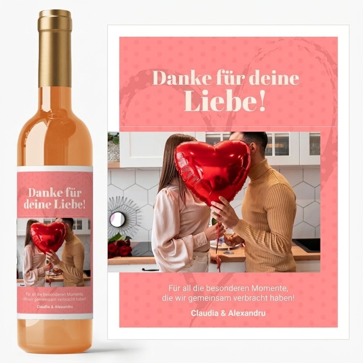 Personalisierter Wein mit Foto und Text – Danke für deine Liebe!