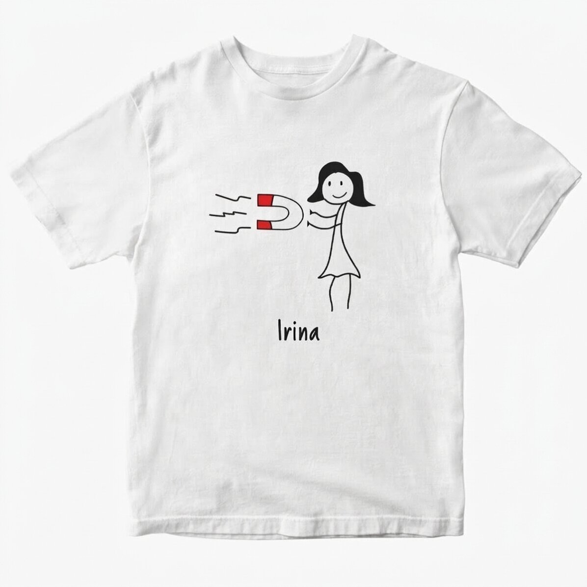 Baumwoll-T-Shirt für sie, individuell mit Text bedruckt – Magnet