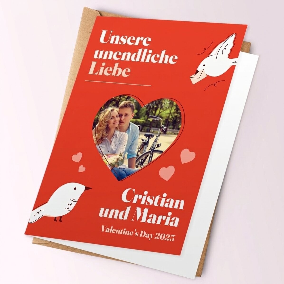 Personalisierte Grußkarte mit Foto und Botschaft – Unsere unendliche Liebe