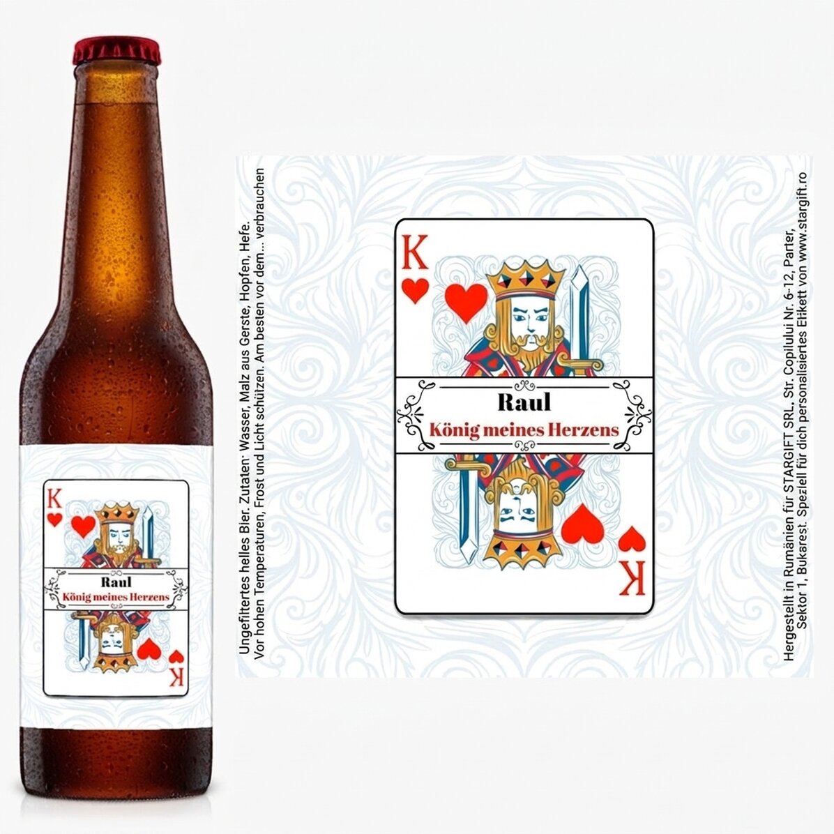 Bier mit individueller Aufschrift – Der König meines Herzens