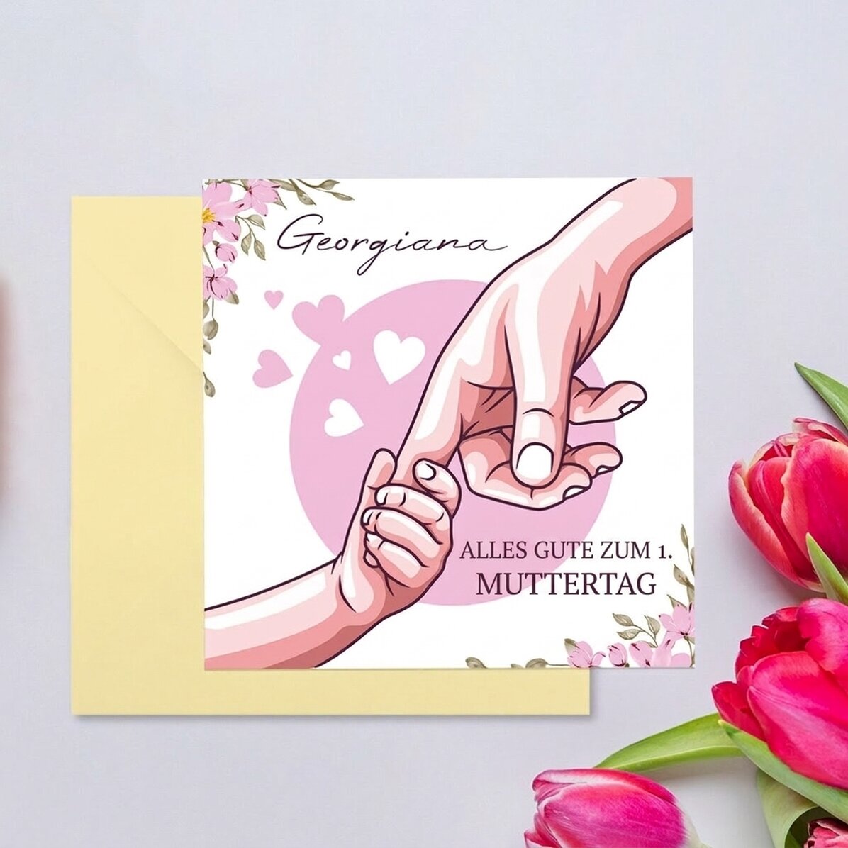 Individuell gestaltete quadratische Karte mit Text – Mama