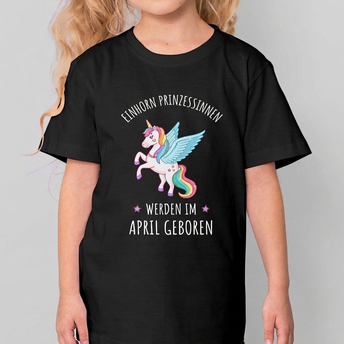 Personalisiertes Baumwoll-T-Shirt für Kinder mit Aufdruck – Einhornprinzessin