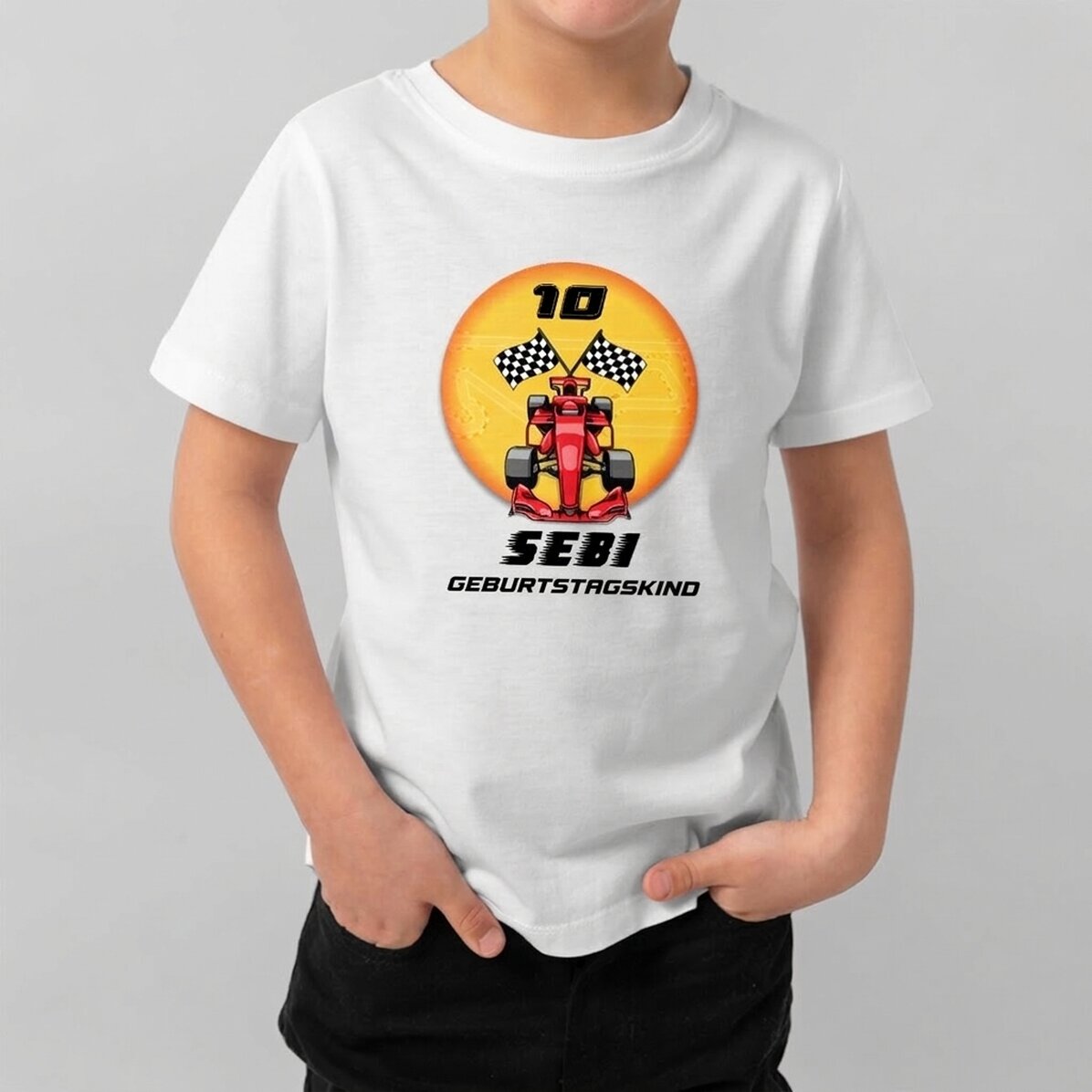 Personalisiertes Baumwoll-T-Shirt für Kinder mit Aufdruck – Formel 1