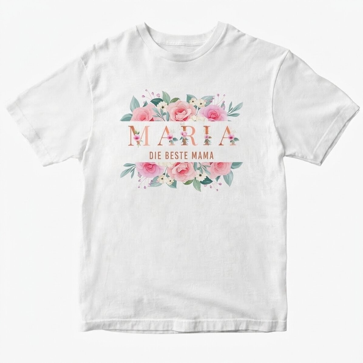 Personalisiertes Baumwoll-T-Shirt mit Blumenmotiv – Die beste Mama