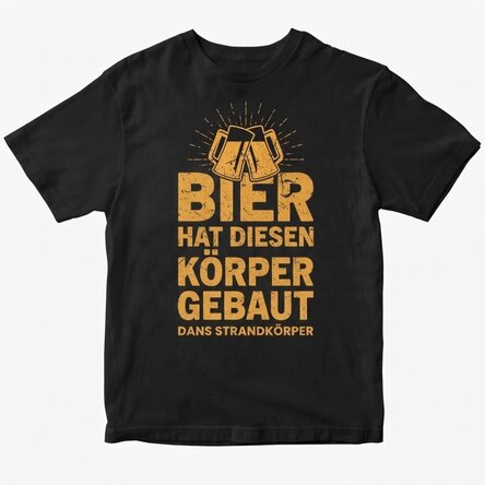 Personalisiertes Baumwoll-T-Shirt mit Aufdruck – „Beer Built This Body“