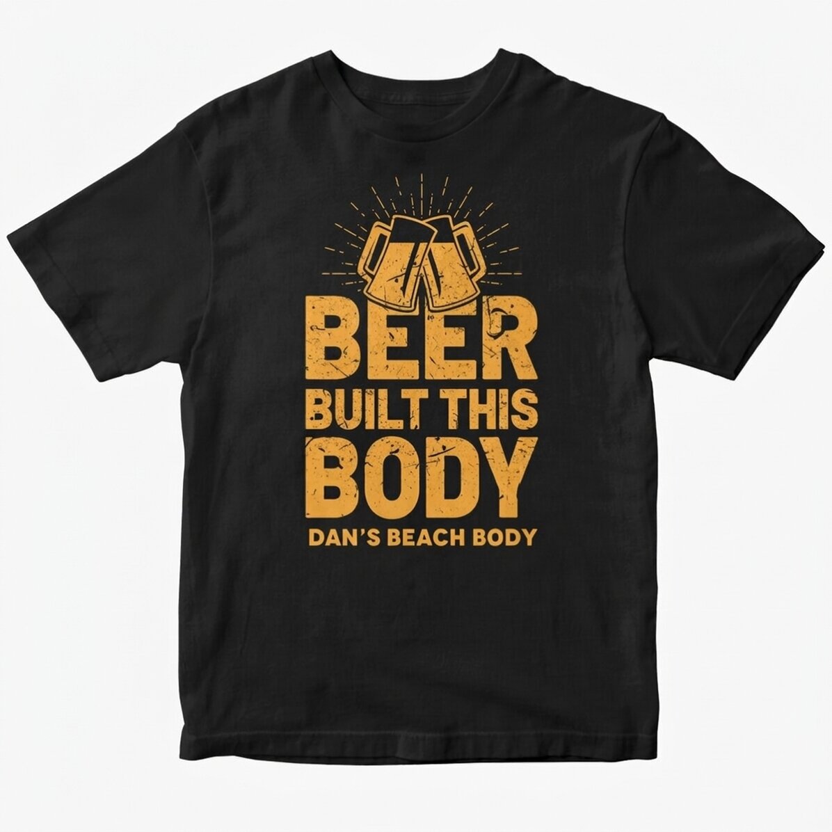 Personalisiertes Baumwoll-T-Shirt mit Aufdruck – „Beer Built This Body“
