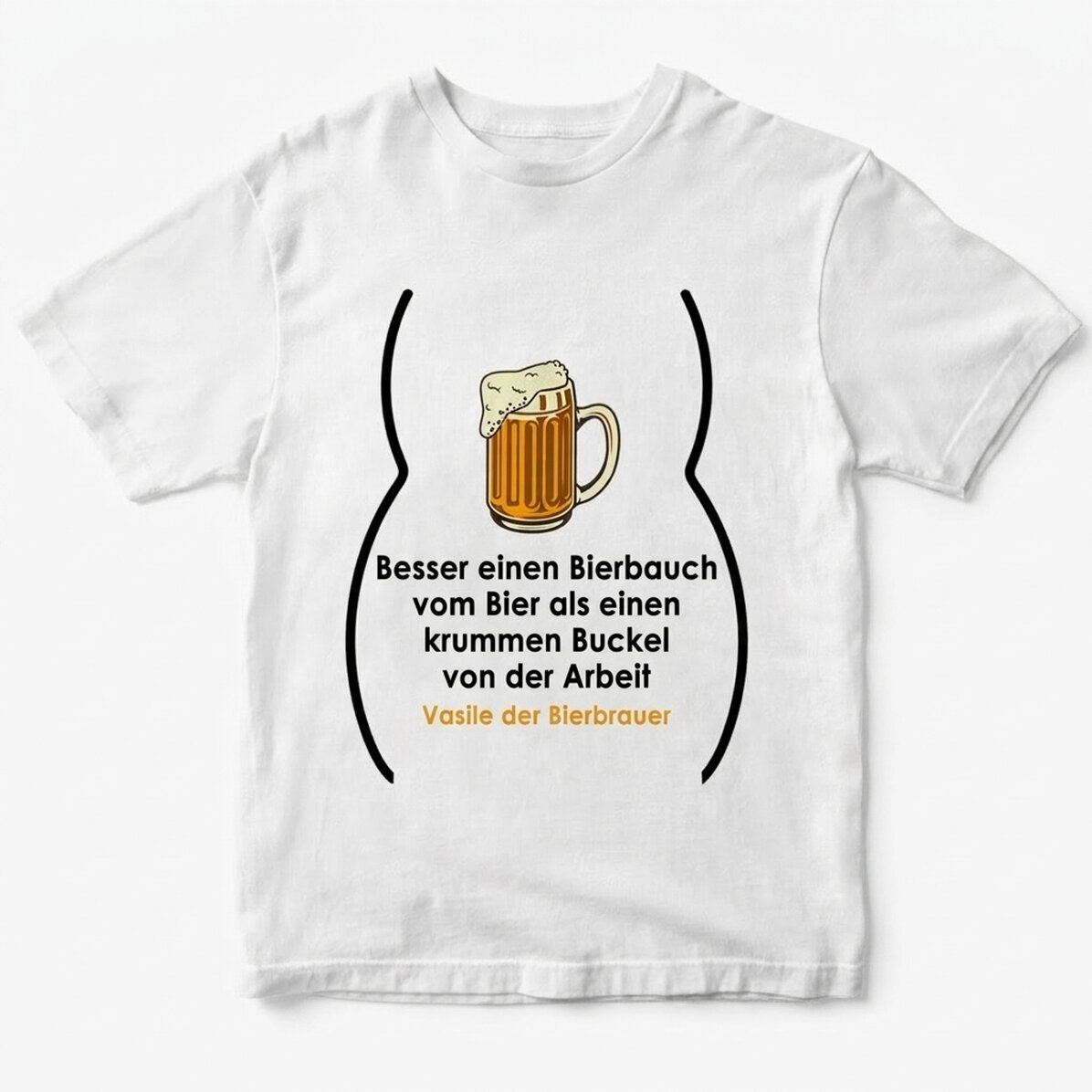 Personalisiertes Baumwoll-T-Shirt mit Aufdruck – Bierbauch