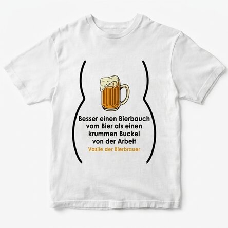 Personalisiertes Baumwoll-T-Shirt mit Aufdruck – Bierbauch