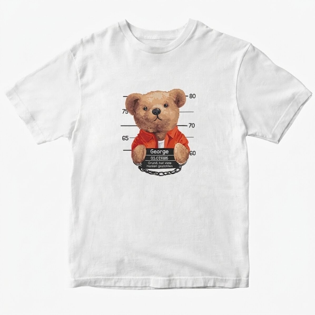 Personalisiertes Baumwoll-T-Shirt mit Aufdruck – „Prison Teddy Bear“