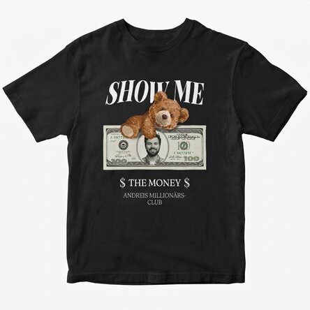 Personalisiertes Baumwoll-T-Shirt mit Foto und Text – „Show me the money“