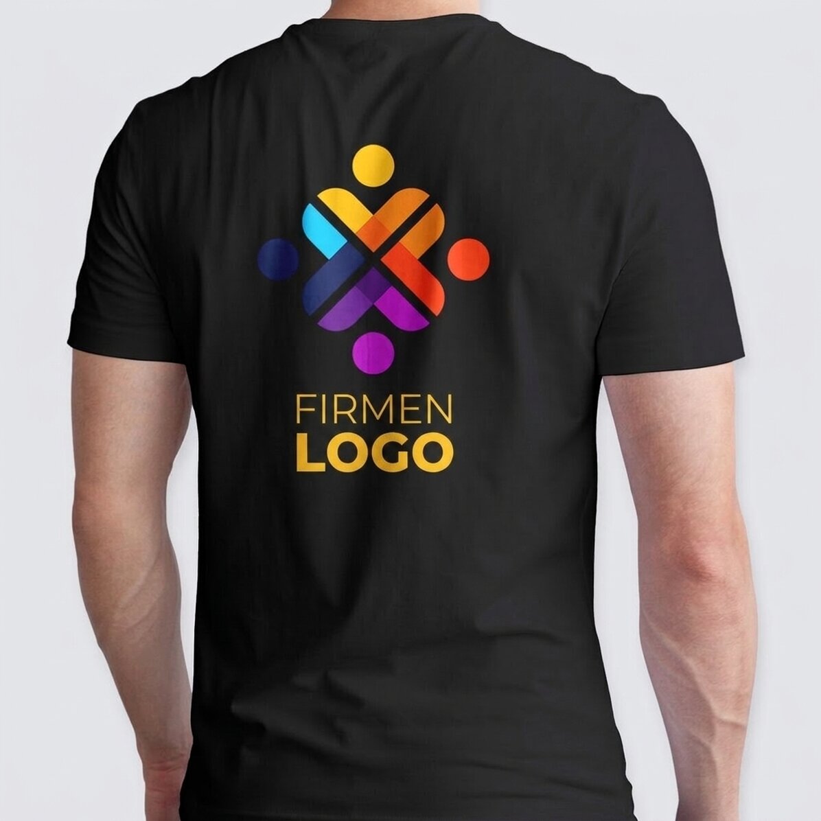 Personalisiertes Baumwoll-T-Shirt mit Logo auf der Rückseite