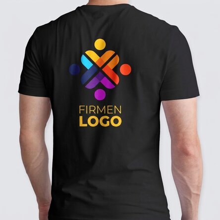 Personalisiertes Baumwoll-T-Shirt mit Logo auf der Rückseite