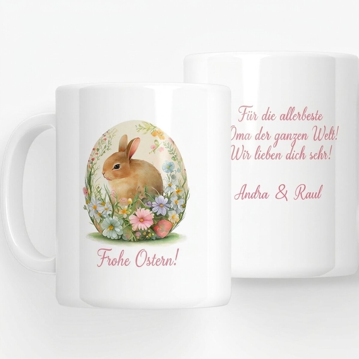 Personalisierte Tasse mit Botschaft – Osterhase