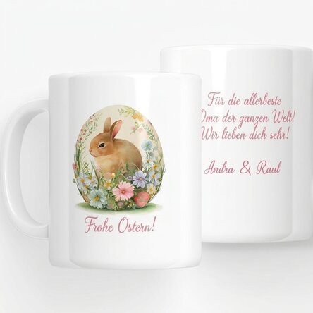 Personalisierte Tasse mit Botschaft – Osterhase