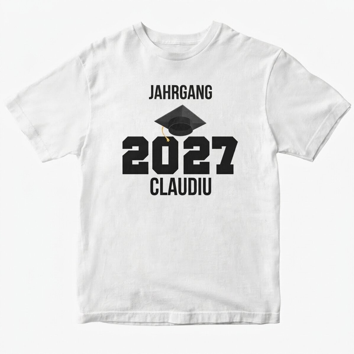 Personalisiertes Baumwoll-T-Shirt mit Aufdruck – Abschluss