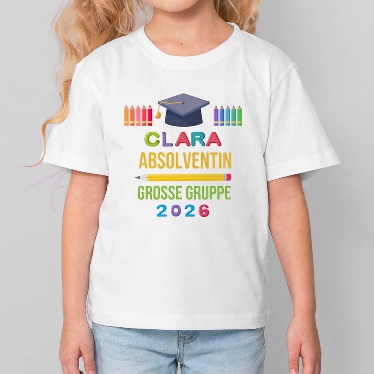 Personalisiertes Baumwoll-T-Shirt für Kinder mit Aufdruck – Absolvent
