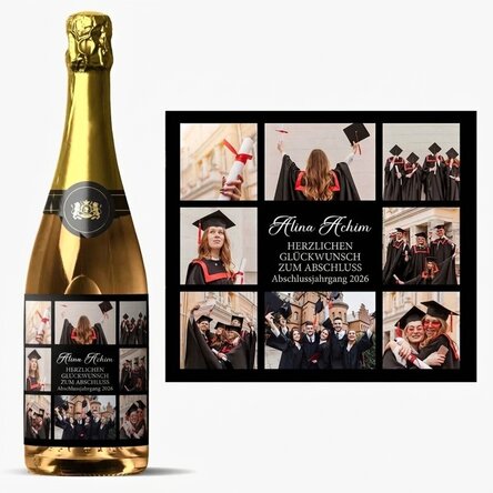 Personalisierter Sekt mit 8 Fotos und einer Botschaft